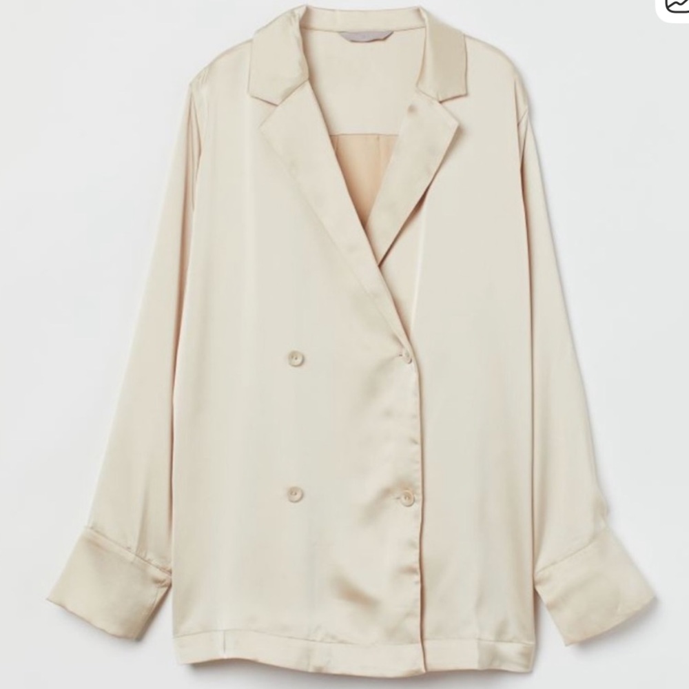 NWOT H&M Double-Breasted‎ Satin Shirt Blazer